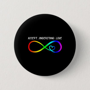 Accept Understand Love Heart Infinity Autism Aware 6 Cm Round Badge
