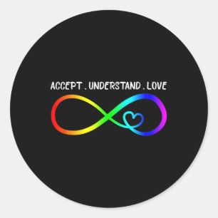 Accept Understand Love Heart Infinity Autism Aware Classic Round Sticker