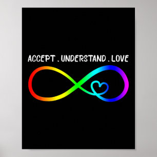 Accept Understand Love Heart Infinity Autism Aware Poster
