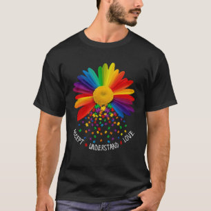 Accept Understand Love Puzzle Daisy Flower Autism  T-Shirt