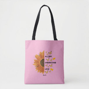 Accept Understand Love Quotes Personalised Name  Tote Bag