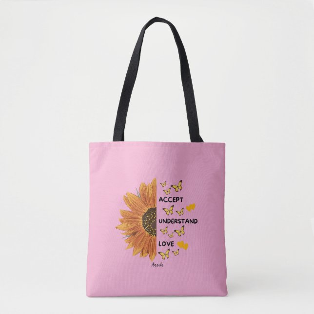 Accept Understand Love Quotes Personalised Name  Tote Bag (Front)