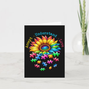 Accept Understand Love Sunflower Autism Awareness  Card