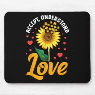 Accept Understand Love Sunflower Autism Awareness Mouse Pad