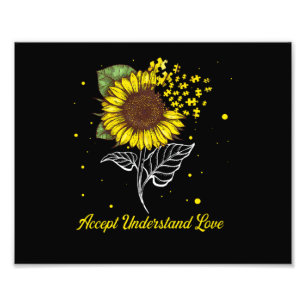 Accept Understand Love Sunflower Autism Awareness Photo Print