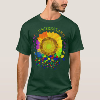 Accept Understand Love Sunflower Autism Awareness  T-Shirt