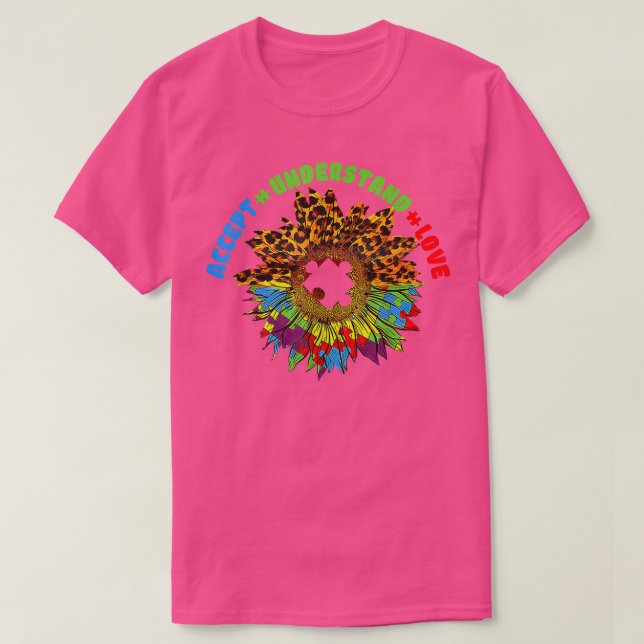 Accept Understand Love Sunflower Autism Awareness  T-Shirt (Design Front)