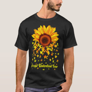 Accept Understand Love Sunflower Autism Awareness T-Shirt