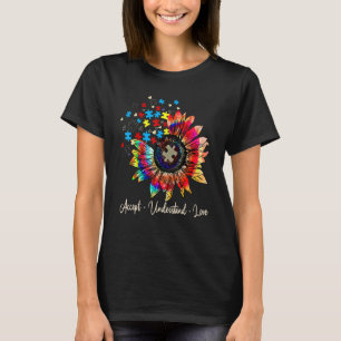 Accept Understand Love Sunflower Puzzle Autism Awa T-Shirt