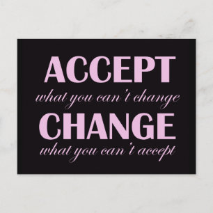 Accept vs Change - motivational postcard