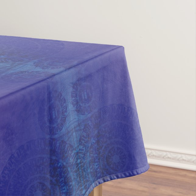 Acceptance | Blue Indigo Violet Boho Medallions Tablecloth (In Situ)
