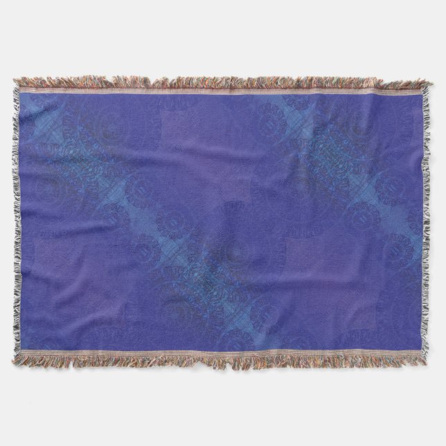 Acceptance | Blue Indigo Violet Boho Medallions Throw Blanket (Front)