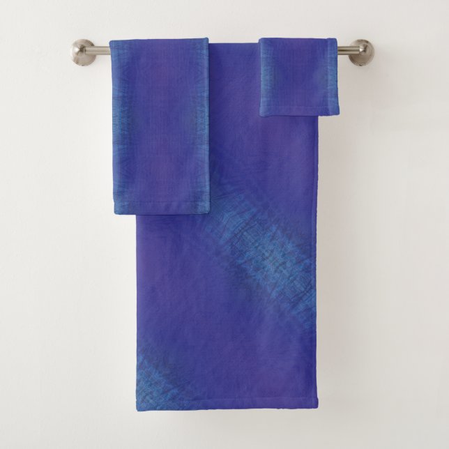 Acceptance | Blue Indigo Violet Shibori Pattern Bath Towel Set (Insitu)