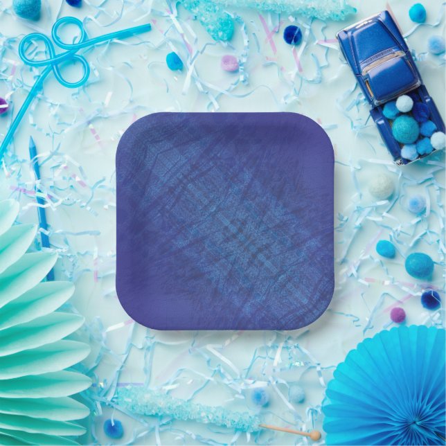 Acceptance | Blue Indigo Violet Shibori Pattern Paper Plate (Party)