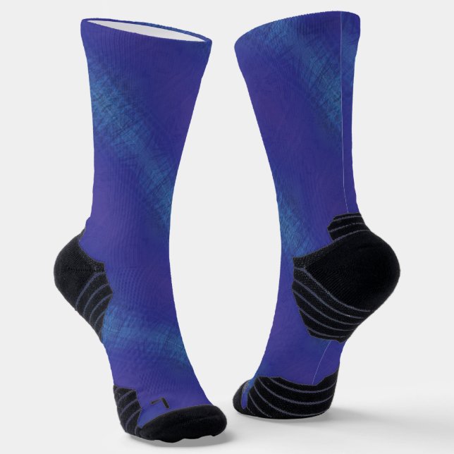Acceptance | Blue Indigo Violet Shibori Pattern Socks (Angled)