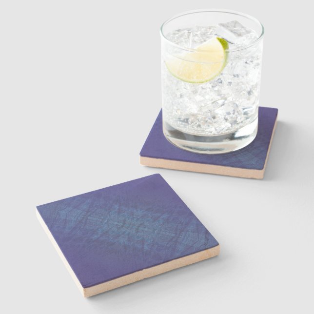 Acceptance | Blue Indigo Violet Shibori Pattern Stone Coaster (Side)