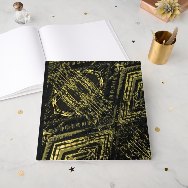 Acceptance | Dark Geometric Texture Guest Book (Front Open)