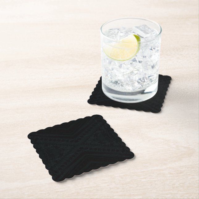 Acceptance | Dark Geometric Texture Paper Coaster (Insitu)