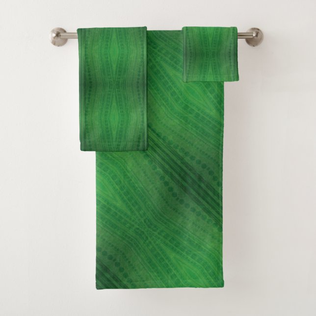 Acceptance | Green Eclectic Boho Pattern Bath Towel Set (Insitu)