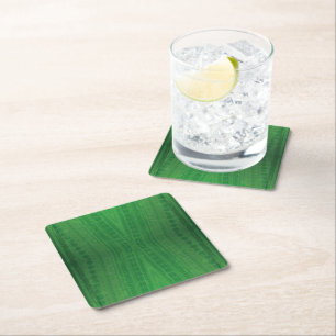 Acceptance   Green Eclectic Boho Pattern Square Paper Coaster
