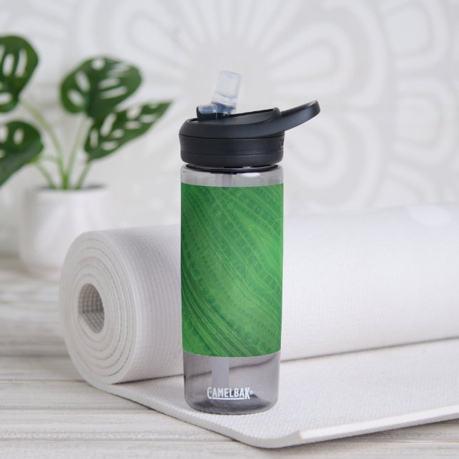 Acceptance | Green Eclectic Boho Pattern Water Bottle (Yoga)