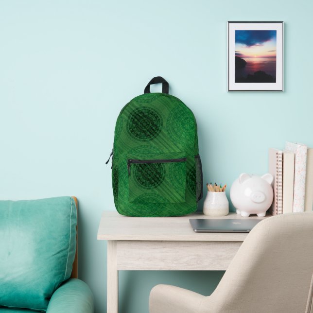 Acceptance | Green Meditation Medallions Printed Backpack (Insitu)