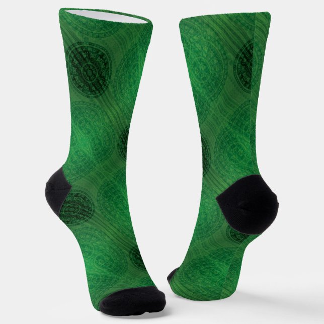 Acceptance | Green Meditation Medallions Socks (Angled)