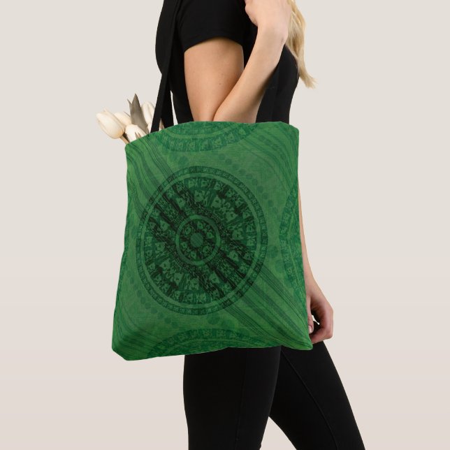 Acceptance | Green Meditation Medallions Tote Bag (Close Up)