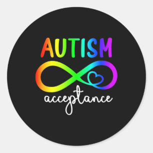 Acceptance Infinity Heart Autism Awareness Month R Classic Round Sticker