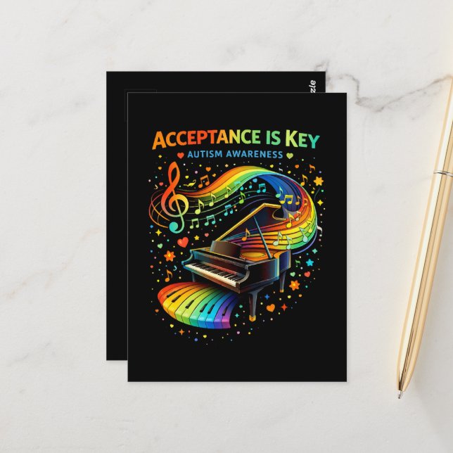 Acceptance Is Key Autism Awareness Postcard (Front/Back In Situ)