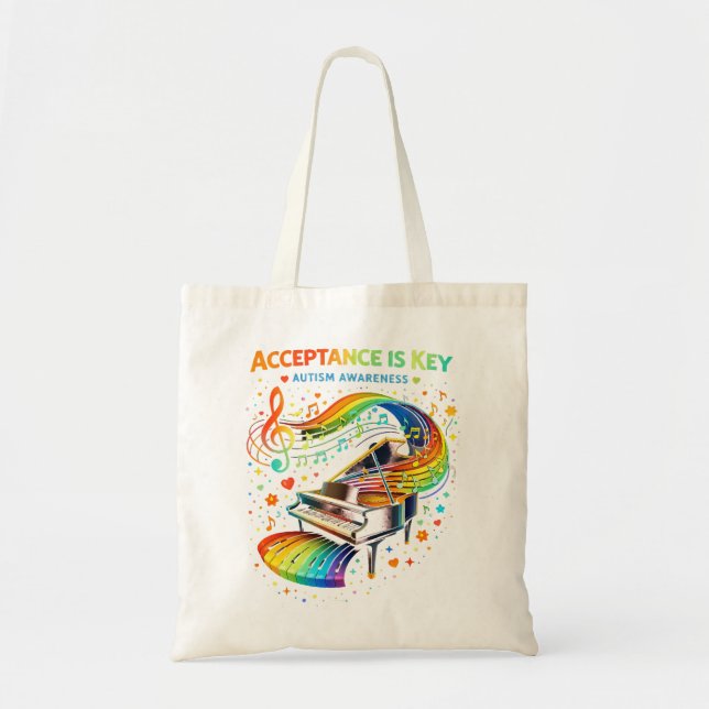 Acceptance Is Key Autism Awareness Tote Bag (Front)
