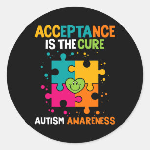 Acceptance Is The Cure Autism Awareness Classic Round Sticker