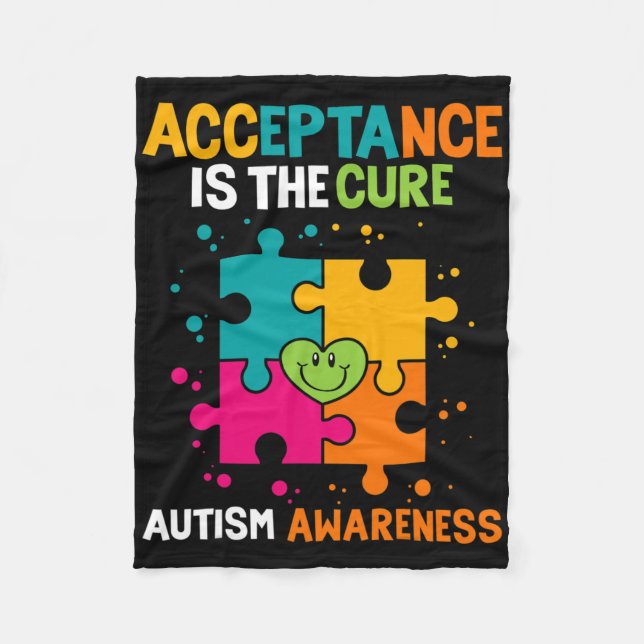 Acceptance Is The Cure Autism Awareness  Fleece Blanket (Front)