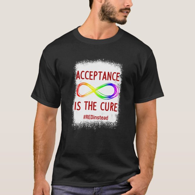 Acceptance Is The Cure Autism Awareness T-Shirt (Front)