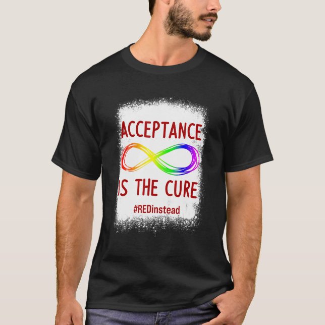 Acceptance Is The Cure Autism Awareness T-Shirt (Front)