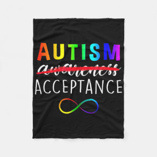 Acceptance Not Awareness Funny Red Instead Autism  Fleece Blanket