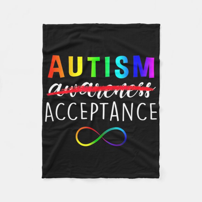Acceptance Not Awareness Funny Red Instead Autism  Fleece Blanket (Front)