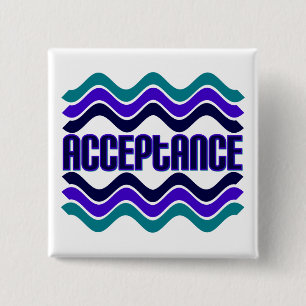 Acceptance Quote in Blue Green Purple Graphic 15 Cm Square Badge