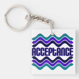 Acceptance Quote in Blue Green Purple Graphic Key Ring
