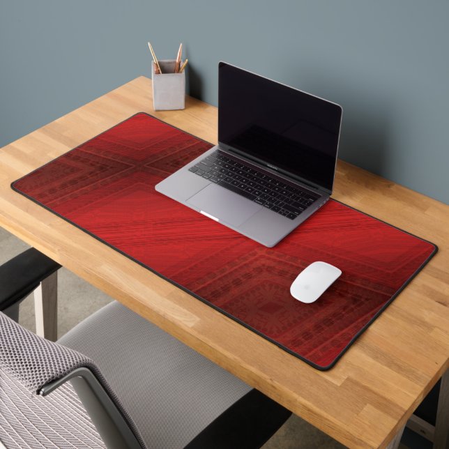 Acceptance | Red Eclectic Boho Pattern Desk Mat (Office 2)
