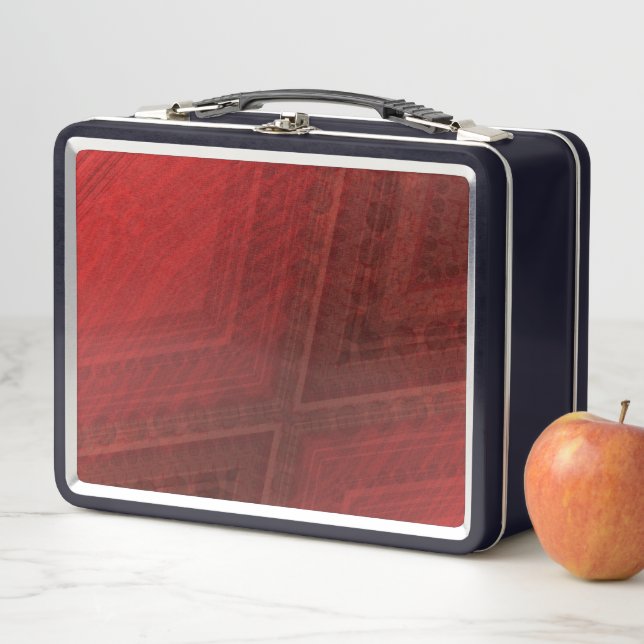 Acceptance | Red Eclectic Boho Pattern Metal Lunch Box (In Situ)