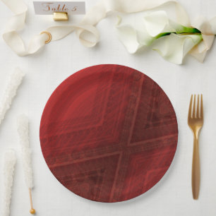 Acceptance   Red Eclectic Boho Pattern Paper Plate