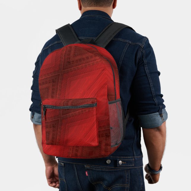 Acceptance | Red Eclectic Boho Pattern Printed Backpack (Insitu (Model))