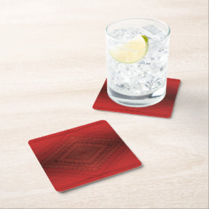 Acceptance   Red Eclectic Boho Pattern Square Paper Coaster