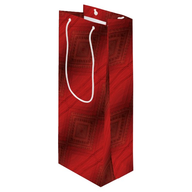 Acceptance | Red Eclectic Boho Pattern Wine Gift Bag (Front Angled)