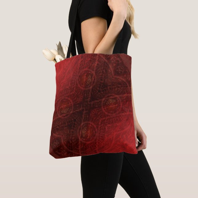 Acceptance | Red Meditation Medallions Tote Bag (Close Up)