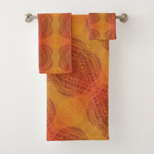 Acceptance   Red Orange Yellow Boho Medallions Bath Towel Set