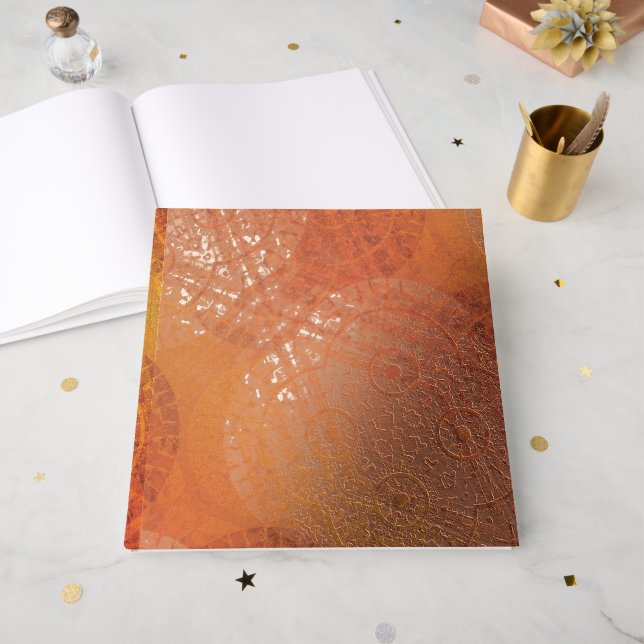 Acceptance | Red Orange Yellow Boho Medallions Guest Book (Front Open)