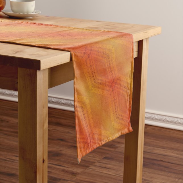 Acceptance | Red Orange Yellow Shibori Pattern Short Table Runner (In Situ)