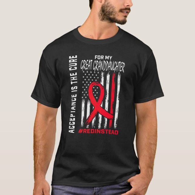Acceptance Redinstead Red Instead Autism Great Gra T-Shirt (Front)